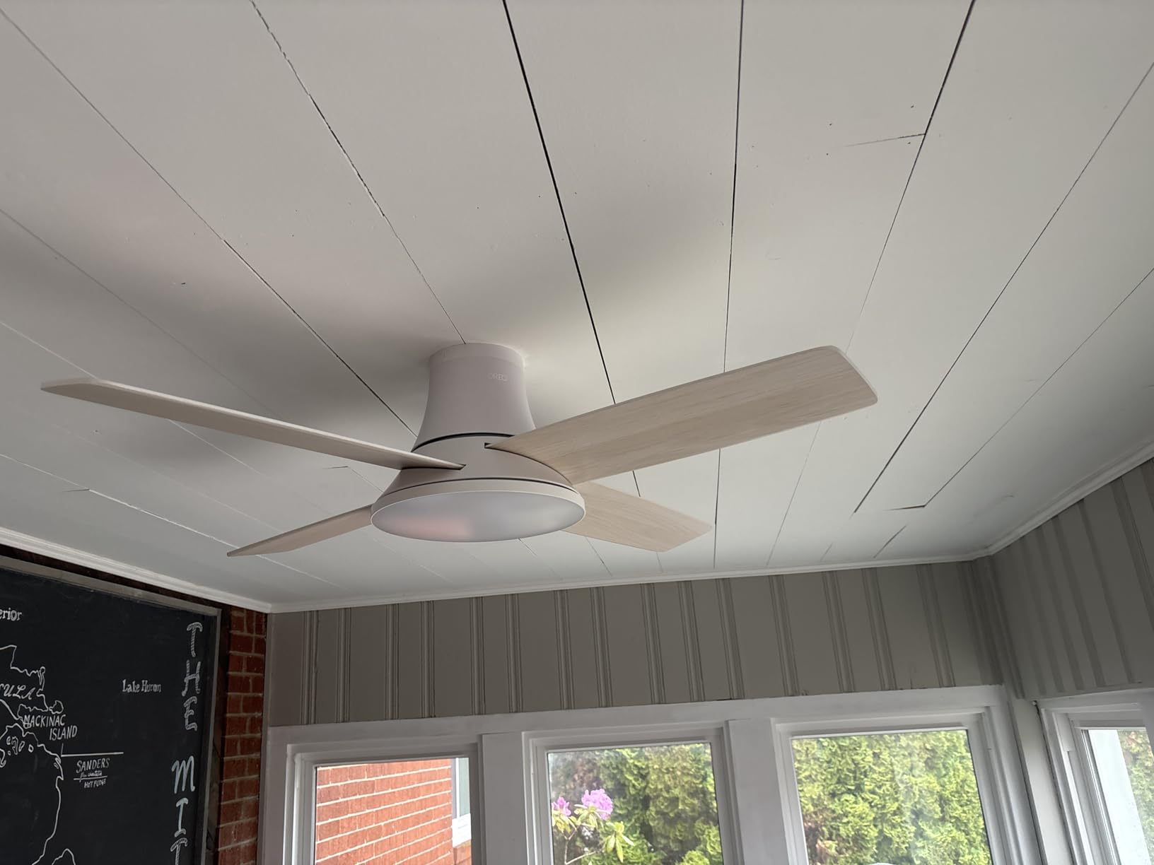 DREO Ceiling Fans with Lights 44'', RGBIC Flush Mount Smart Ceiling Fan | Quiet DC Motor for Bedroom, 12 Speeds & 3 Fan Modes, Low Profile Easy Install, Dimmable LED, 12H Timer, App and Remote Control customer photo 1