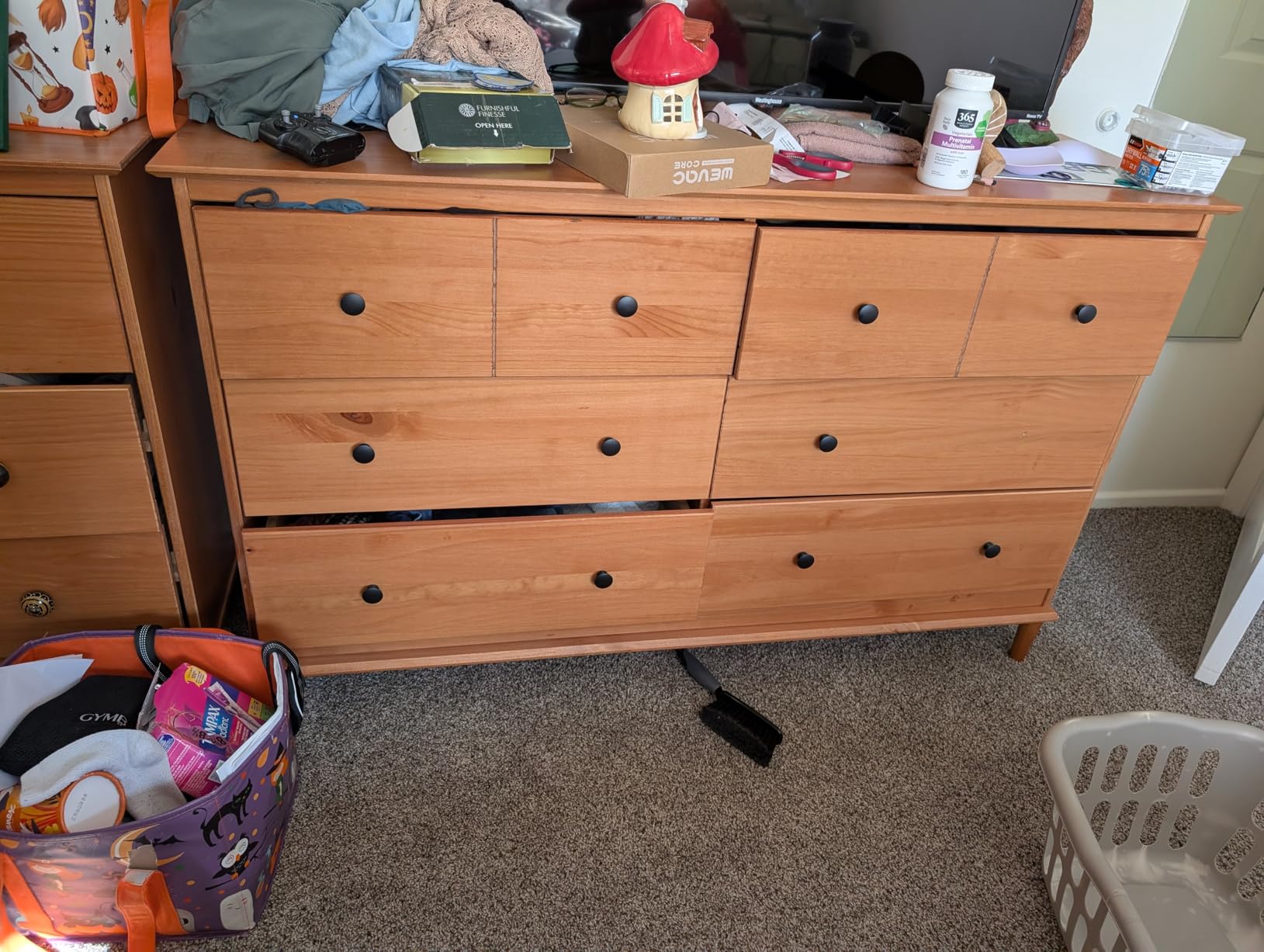 Walker Edison Modern 6-Drawer Solid Wood Dresser Bedroom Storage, 57 Inch, Caramel customer photo 2