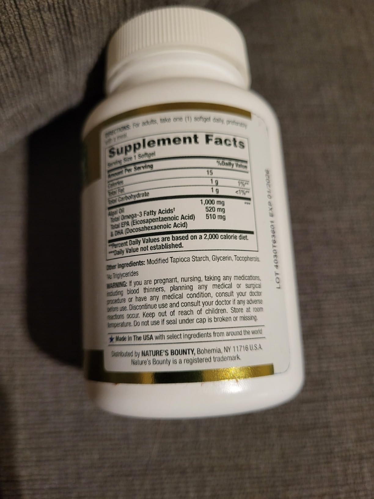 Nature's Bounty Omega 3, Plant-Based Omega 3 Fatty Acid Supplement, 30 Ct | 520mg, Supports Whole Body Health Including Heart, Skin, Joint, 30 Vegetarian Softgels, Fish Oil Alternative customer photo 1