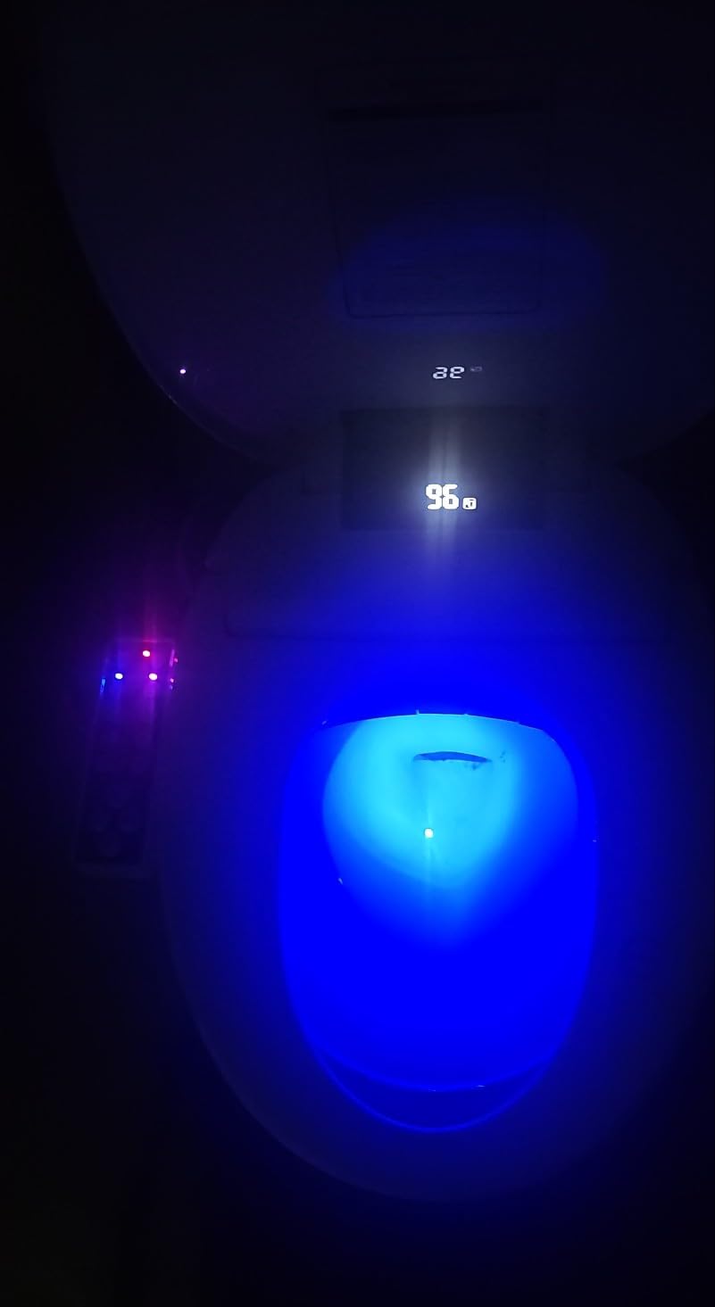 XCQQ Electric Heated Bidet Toilet Seat with Warm Water Wash, Warm Air Dryer, Soft Closed Lid, Night Light, LED Display, Toilet Seat with Bidet Requires Outlet - Elongated customer photo 1