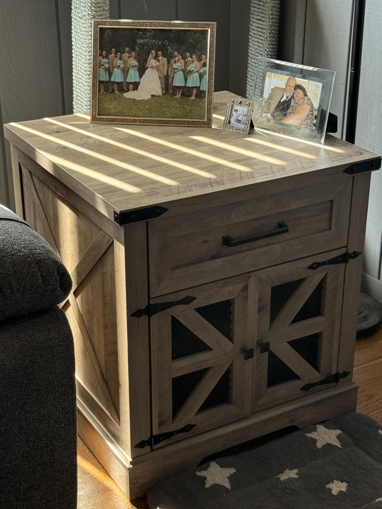 RALGEND Farmhouse End Table with Charging Station, 24