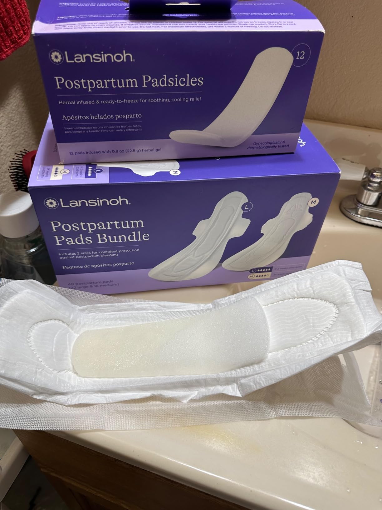 Lansinoh Postpartum Cooling Pads, Perineal Ice Packs, 12 Count, Witch Hazel Pads for Postpartum Care, Padsicles with Aloe Vera customer photo 1