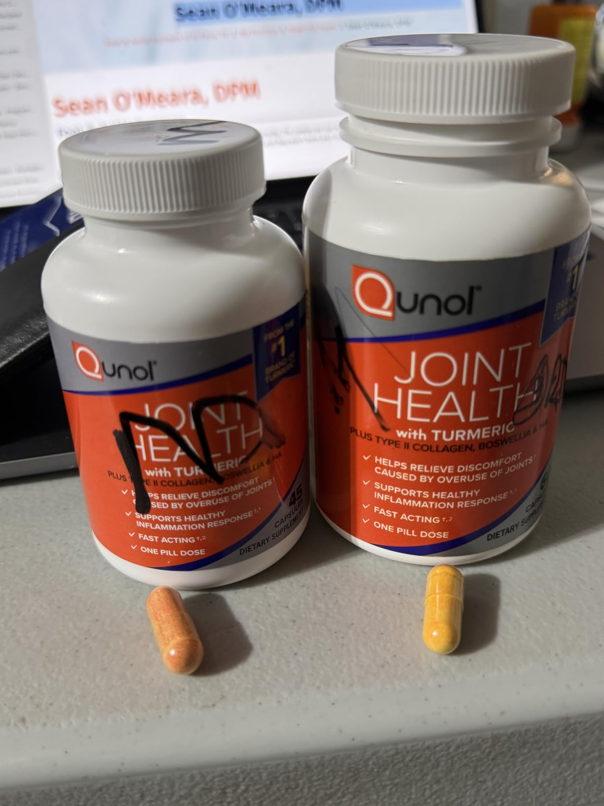 Qunol 5-in-1 Joint Health Support Capsules w/Turmeric, One-Pill Dose, 45ct, Support Healthy Inflammation Response & Discomfort Caused by Overuse of Joints, Alternative to Glucosamine Chondroitin MSM customer photo 1
