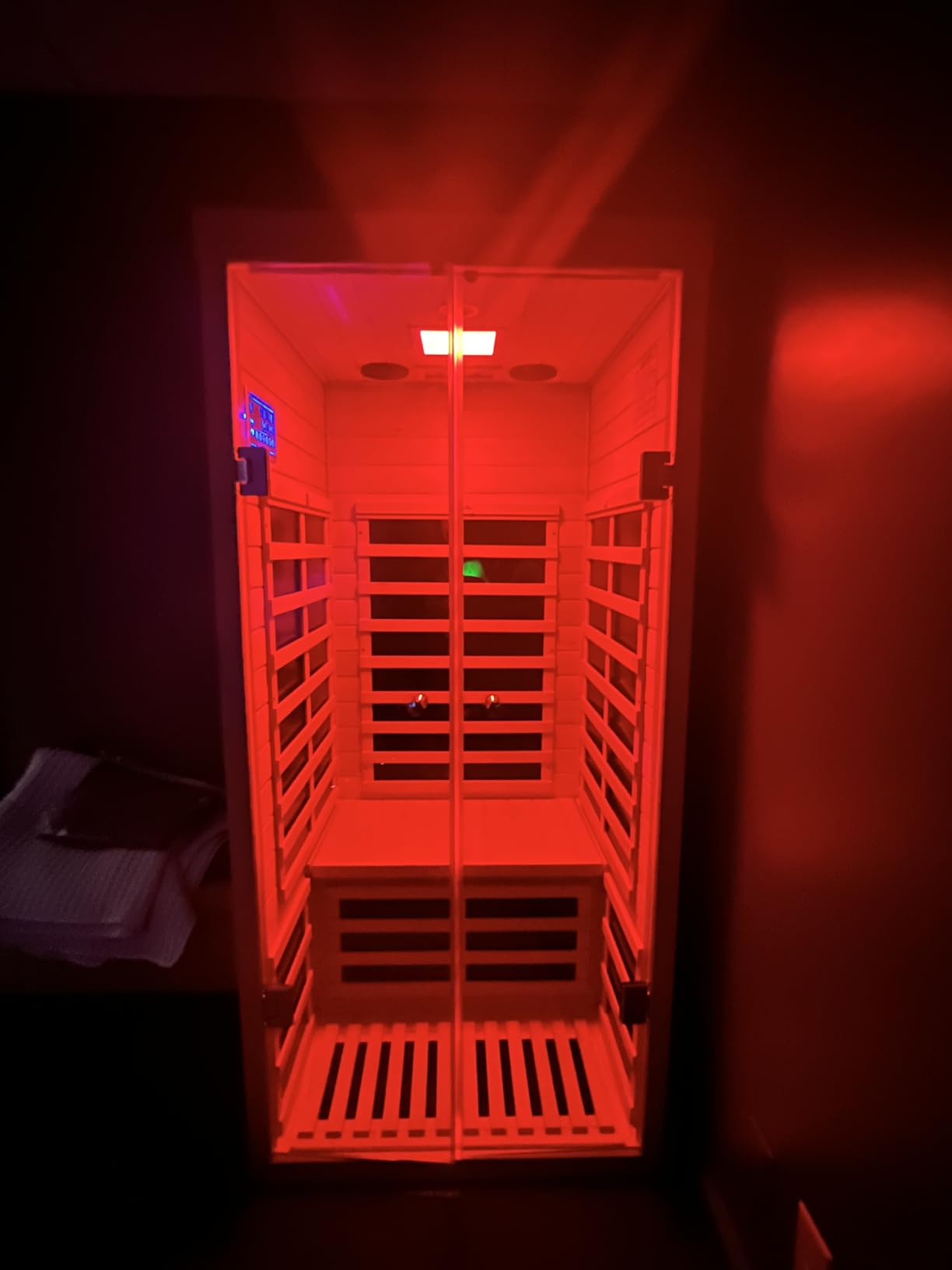 Smart Infrared Sauna 2 Person, 1780w Indoor Sauna Room with APP & LCD Panel Control, 0-5mg Low Emf Far Infrared Sauna for Home, Chromatherapy Light, Bluetooth Speaker, Insulation Cover, Reading Light customer photo 2