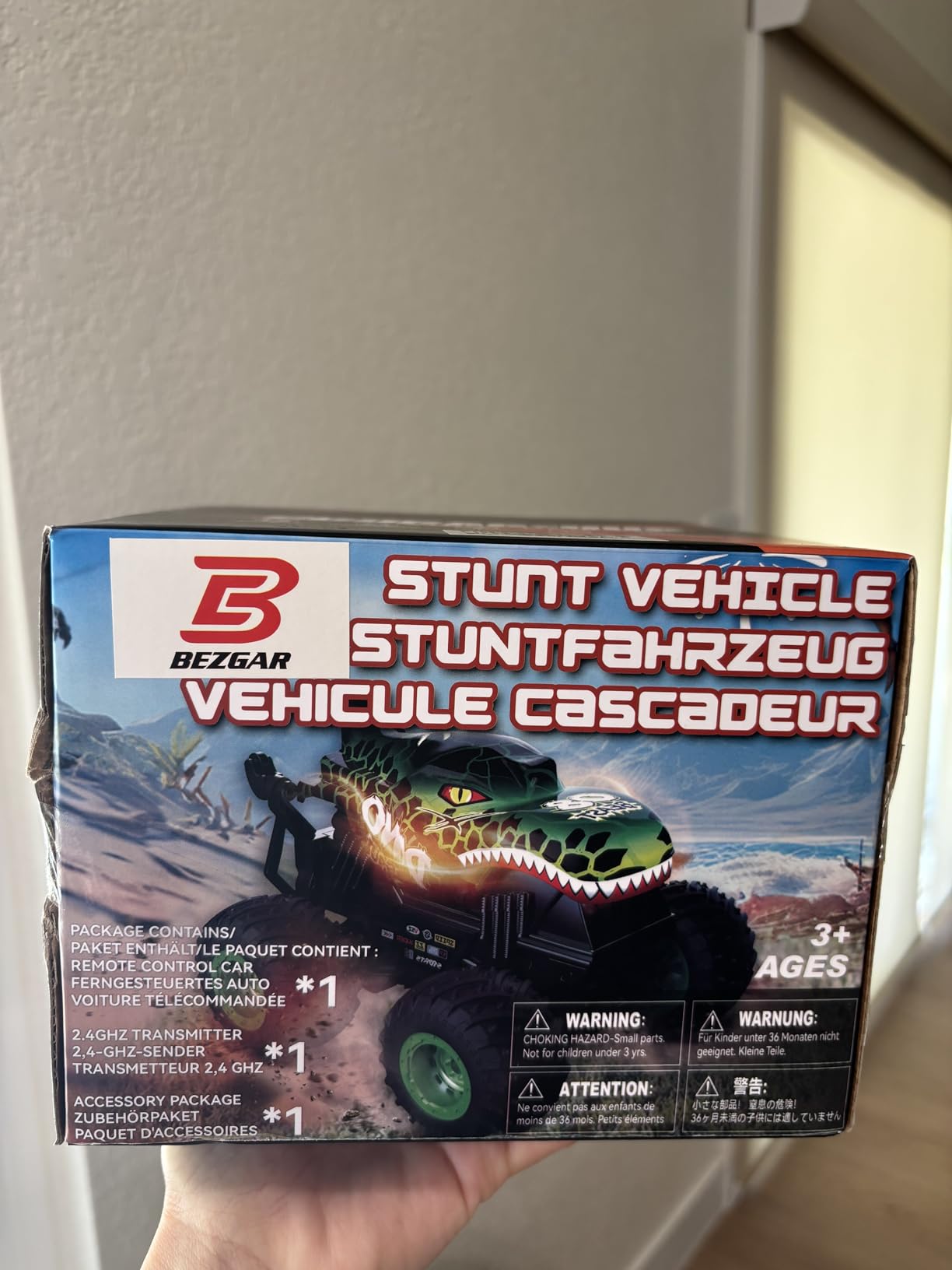 BEZGAR Monster Truck Toys,1:20 Remote Control Car with Light & Music | Green Dinosaur Toys for Kids,RC Truck with 360° Spins and Drifting, Toy Car Gifts for Boys, Battery Life of 20 Minutes customer photo 1