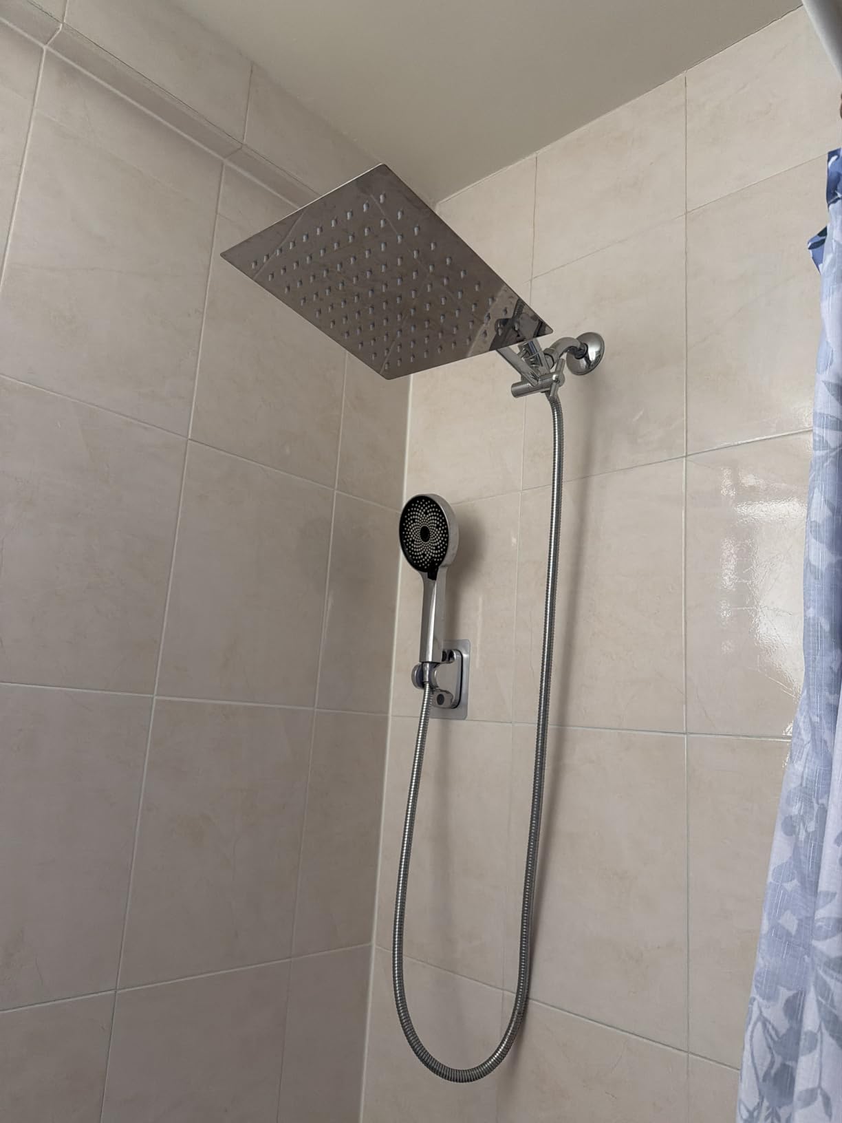 Shower Head, Rain Shower Head with Handheld Spray Combo, 10 Inch Adjustable High Pressure Rainfall Shower Head, Dual Showerhead Set with Extension Arm and 60 Inch Long Shower Hose (Silver) customer photo 1