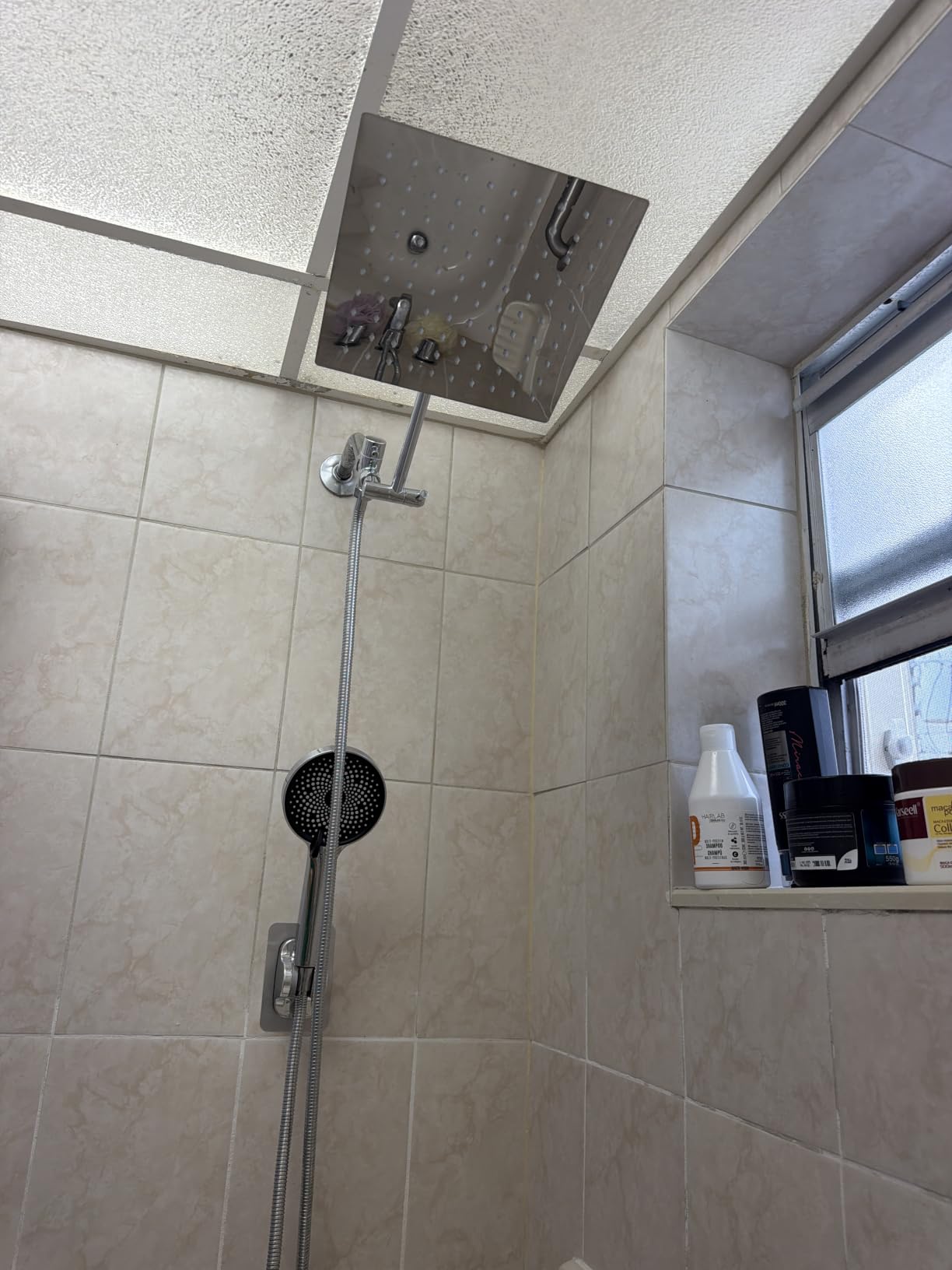 Shower Head, Rain Shower Head with Handheld Spray Combo, 10 Inch Adjustable High Pressure Rainfall Shower Head, Dual Showerhead Set with Extension Arm and 60 Inch Long Shower Hose (Silver) customer photo 2