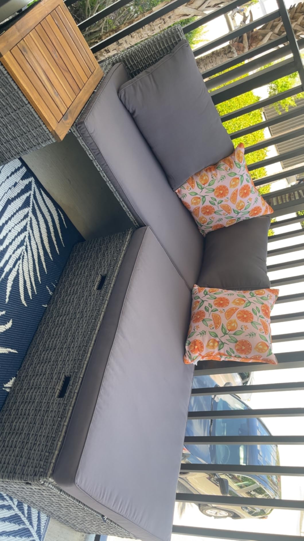 Flamaker Outdoor Rattan Daybed with 2 Side Tables, Multifunctional Wicker Patio Sofa with Storage Ottoman, Cushions, Sunbed Wicker Furniture Chaise Lounge Chair for Backyard Porch Poolside(Beige) customer photo 1