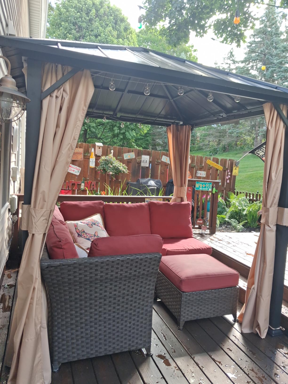 Modern Shade Hardtop Gazebo 10x10 with 4 LED Lights for Backyard, Black | Hard Top Gazebo with Galvanized Steel Double Roof, All-Weather Metal Gazebo with Sturdy Hooks, Mosquito Net for Patio, Garden customer photo 1