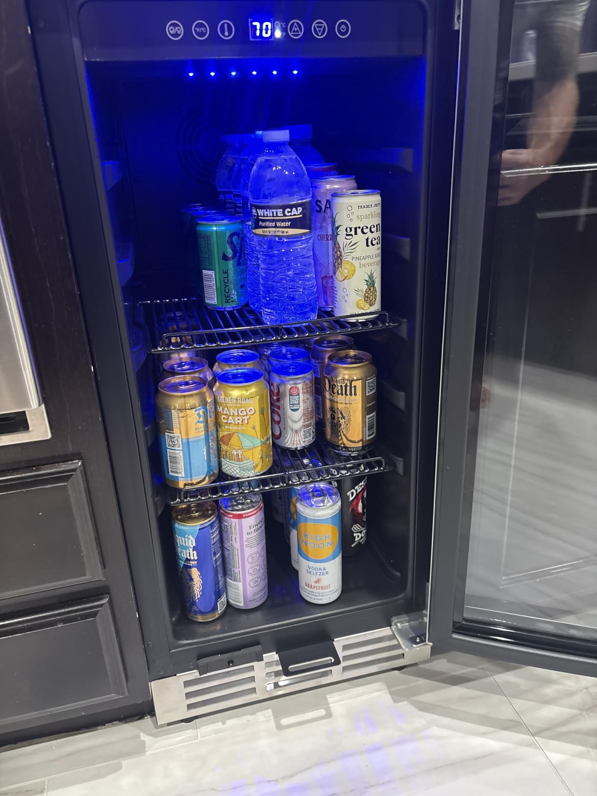 Feelfunn 15 Inch Beverage Refrigerator Under Counter - 126 Cans Beverage Fridge with Glass Door for Beer Wine Soda - Built-in or Freestanding Wine Cooler with Safety Lock for Home Kitchen Bar customer photo 2