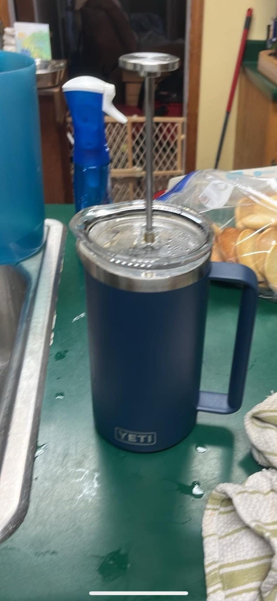 YETI Rambler 34 oz. French Press Coffee Maker, Navy | with GroundsControl Filter customer photo 1