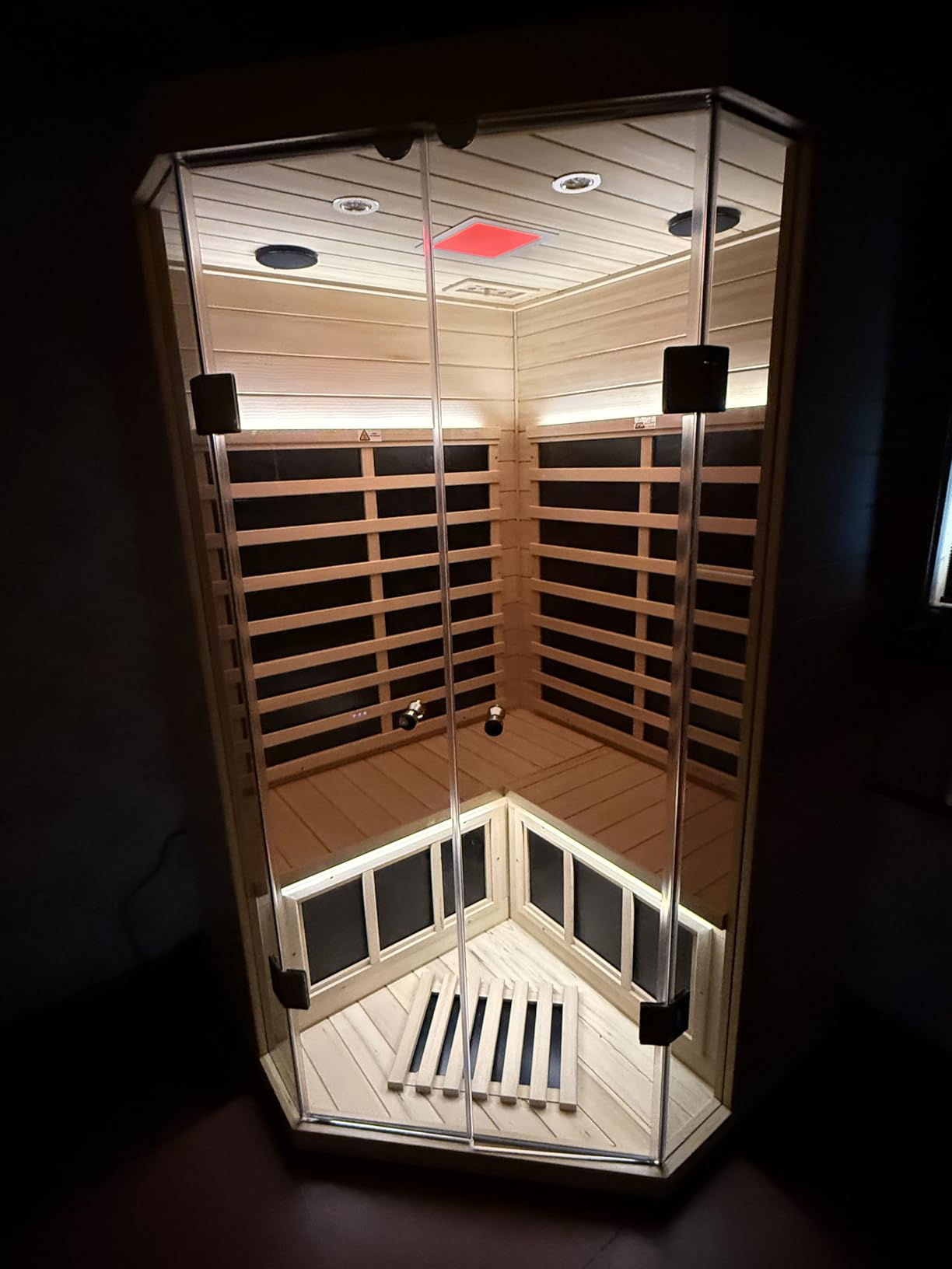 Smart Indoor Sauna 2-3 Person, 0-5mG Ultra Low Emf Far Infrared Sauna for Home, 1520w Hemlock Wooden Sauna Room with APP & LCD Control Panel, Bluetooth Speaker, Chromotherapy Lights, Thermal Cover customer photo 2