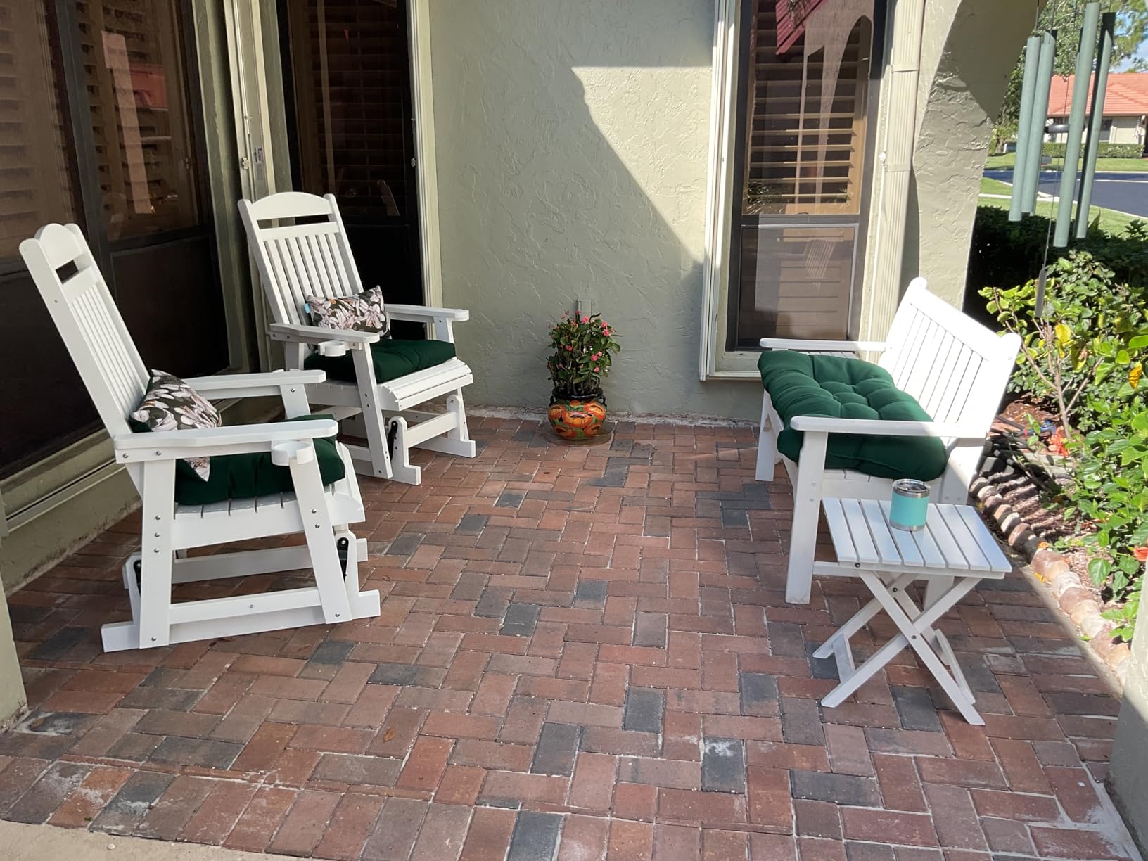 Poly Lumber Patio Glider for One Person, with Cup Holders, High Backrest and Deep Contoured Seat, HIPS Material, All-Weather Resistant, Heavy Duty 700 LBS (Matte Black) customer photo 1