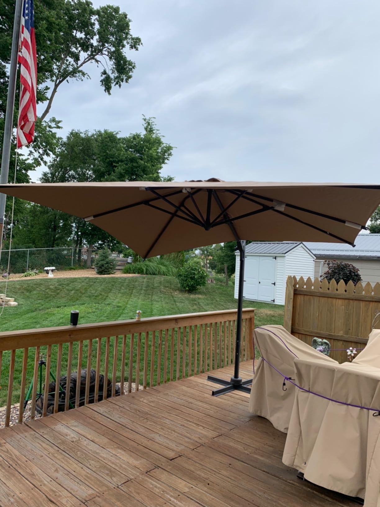 Grand patio 10x10 FT Patio Offset Umbrella Large Square Aluminum Cantilever Umbrella Base Included customer photo 1
