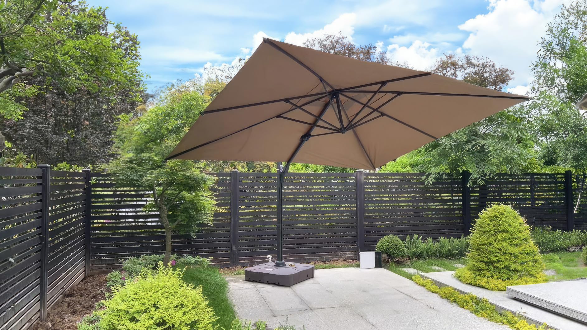 Grand patio 10x10 FT Patio Offset Umbrella Large Square Aluminum Cantilever Umbrella Base Included customer photo 2