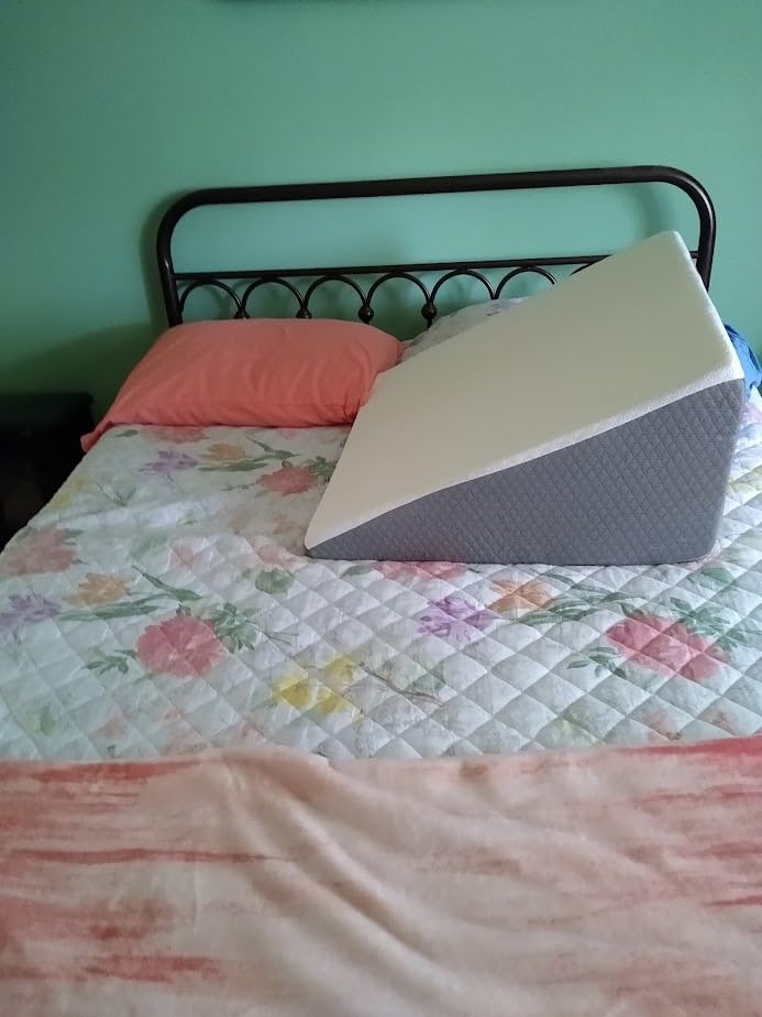 OAISZ Wedge Pillow for Sleep Apnea, 12 Inch Memory Foam Bed Wedge Pillow for Headboard Triangle, Acid Reflux, After Surgery, Snoring customer photo 1