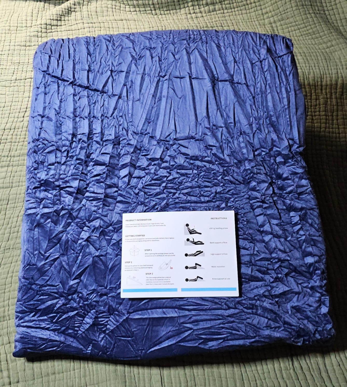 OAISZ Wedge Pillow for Sleep Apnea, 12 Inch Memory Foam Bed Wedge Pillow for Headboard Triangle, Acid Reflux, After Surgery, Snoring customer photo 2
