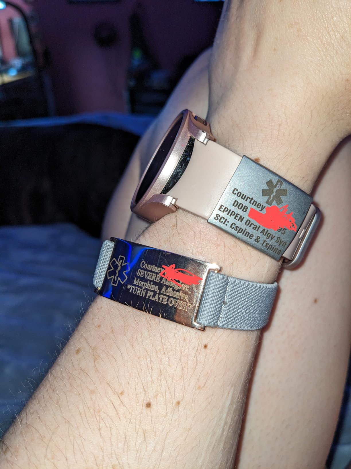 Personalized Medical Alert Bracelet for Men - Customized Elastic Strap Stainless Steel ID Bracelets Engraved Medic Info, Emergency Awareness Medic ID Bracelet for Autism Allergy Diabetic Epilepsy customer photo 2