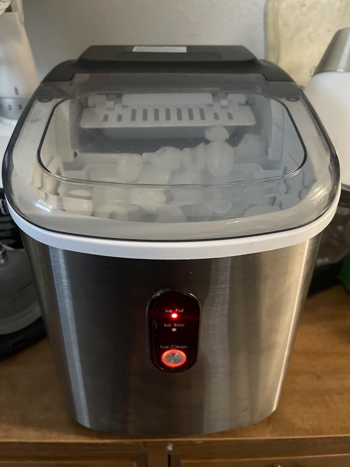 EUHOMY Ice Maker Countertop, Portable Ice Machine with Carry Handle, 26.5lbs Per Day, 9 Cubes in 6 Mins, Auto-Cleaning, with Basket and Scoop, for Home, Kitchen, Camping, RV (Silver) customer photo 1
