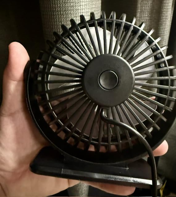 TriPole Desk Fan USB Powered Small Portable Fan, 3 Speeds Adjustable Strong Breeze Mini Personal Fans, 360° Rotation Quiet Plug In USB Fans for Desktop Bedroom Office Table Travel, Black customer photo 1