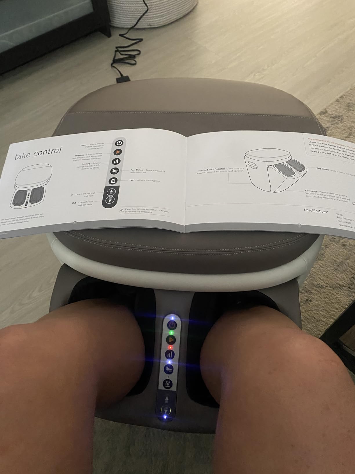 Human Touch Reveal Foot & Calf Massager Ottoman - Heated Air Compression, 3 Auto-Massage Programs & Adjustable Intensity for Stress Relief, Plantar Fasciitis, & Circulation - Includes 1-Year Warranty customer photo 1