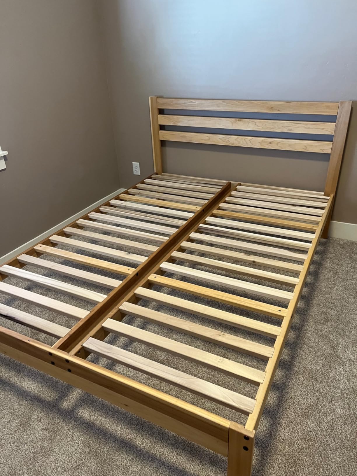 KD Frames Lexington Platform Bed - King Bed Frame - Unfinished Wood Bed Frame - Natural, Minimalist Bed with Slatted Headboard - Easy Assembly, No Box Spring Needed - Solid Wood King Platform Bed customer photo 2