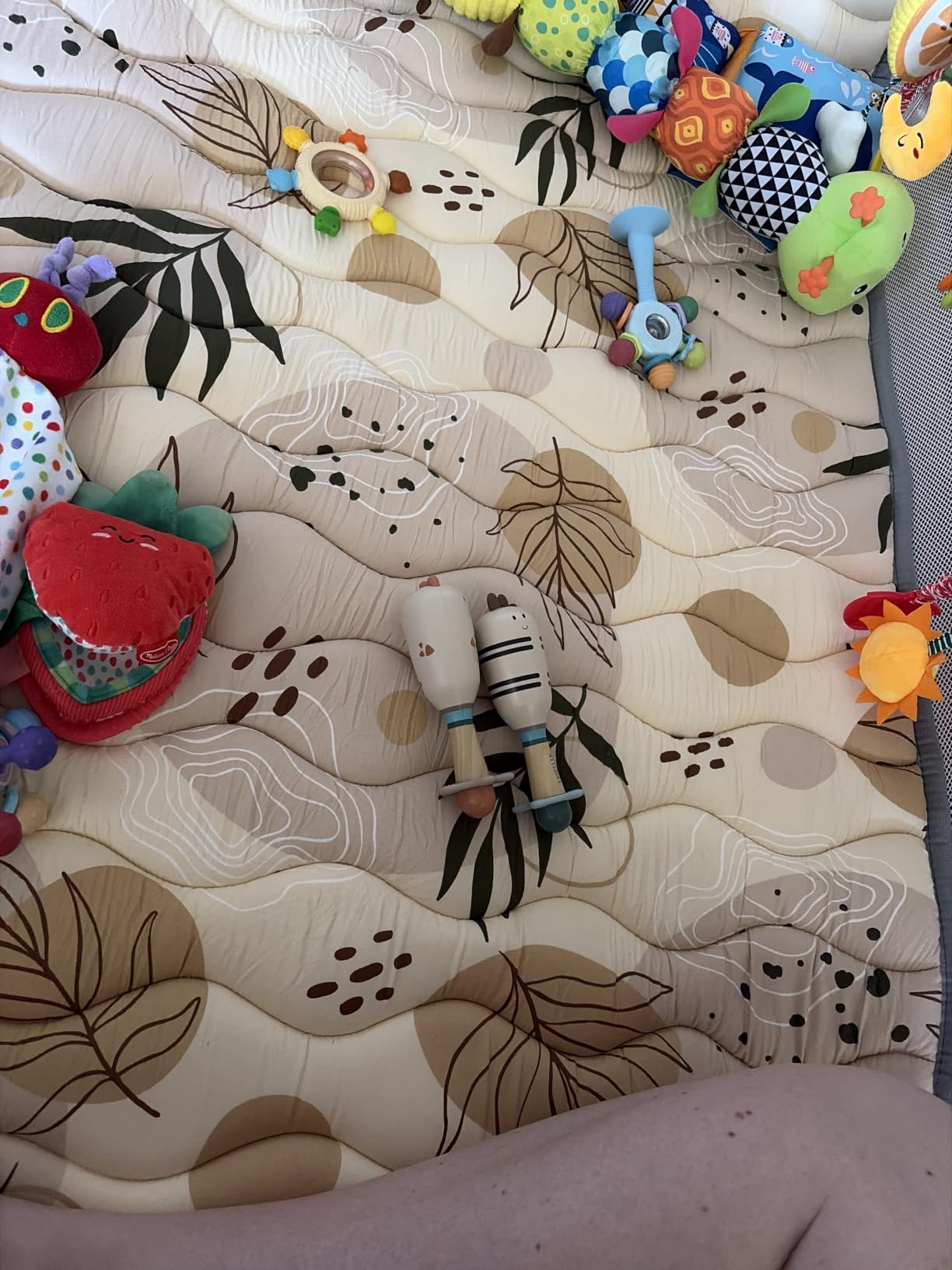 Blissful Diary Baby Play Mats for Floor, 50x50 Playpen Mat, Thick Cushioning Padding Foam Playmat for Baby and Toddlers Infants, Earth Tones Design customer photo 1