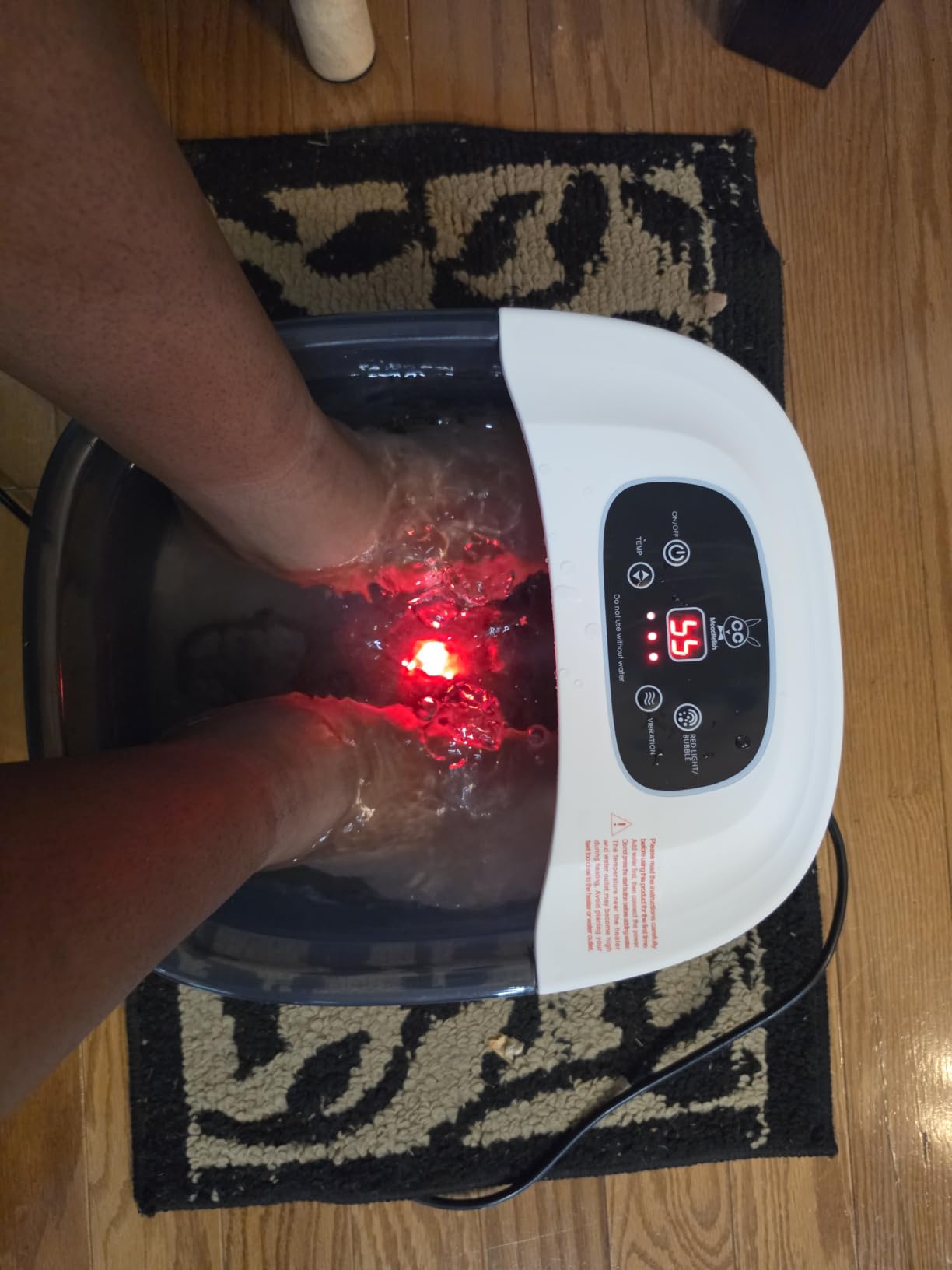 Foot Spa Bath Massager with Heat Bubbles and Vibration Massage and Jets, 16 OZ Calming Lavender Foot Soak Epsom Salt, MoodRelish Foot Soaker with Red Light, 22 Massage Rollers, Adjustable Temp - Black customer photo 2