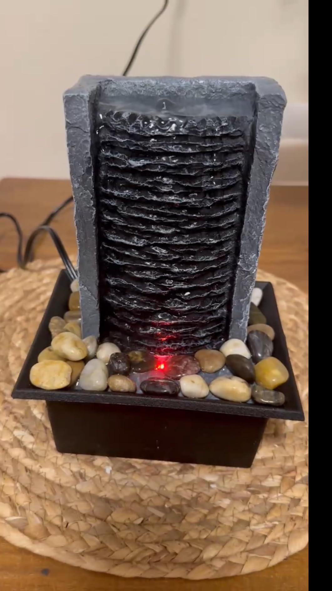 Tabletop Fountain Indoor Waterfall Rock Fountain LED-Lights Water Feature Waterfall for Modern Home and Office Indoor Decoration customer photo 2