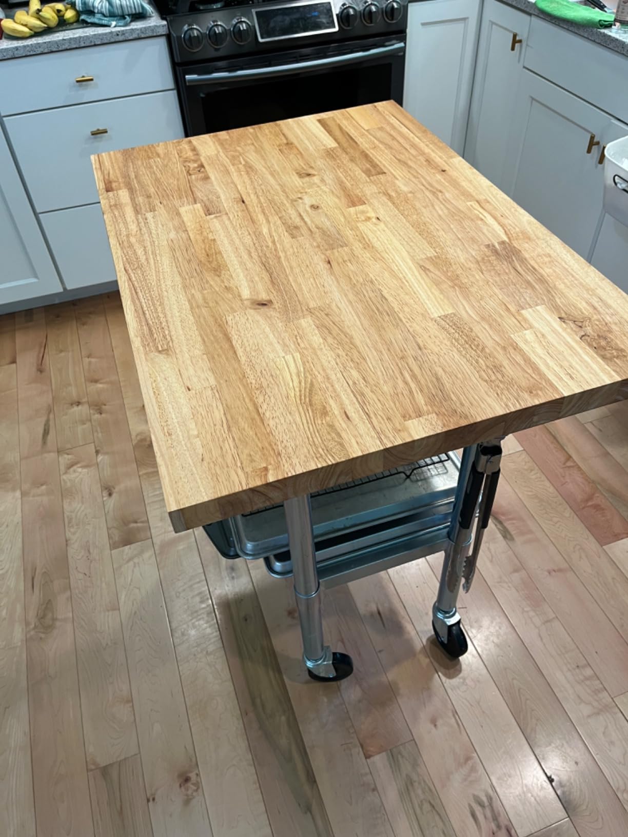 Howizz Butcher Block Countertop 60 x 30 x 1.5 Inches - Unfinished Hevea Solid Wood Table Top, Wood Countertop for DIY for Desk Top, Workbench Top, Kitchen Countertop customer photo 1