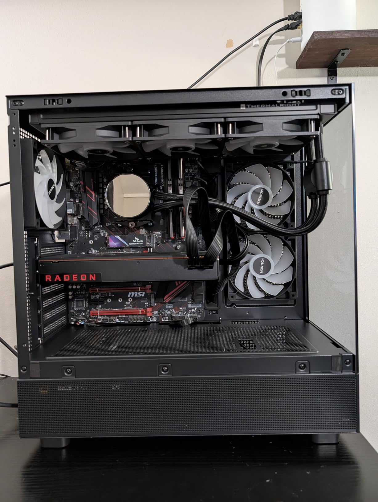 MONTECH XR Panoramic High Airflow ATX PC Case, 3 ARGB PWM Fans, Black | 420mm GPU Support, 360mm Radiator, Dual Tempered Glass, USB-C, Reverse Blade Fans, Magnetic Dust Filters, Up to 9 Fans customer photo 1