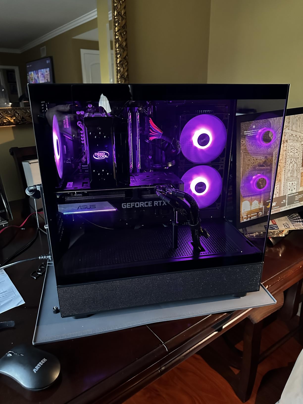MONTECH XR Panoramic High Airflow ATX PC Case, 3 ARGB PWM Fans, Black | 420mm GPU Support, 360mm Radiator, Dual Tempered Glass, USB-C, Reverse Blade Fans, Magnetic Dust Filters, Up to 9 Fans customer photo 2