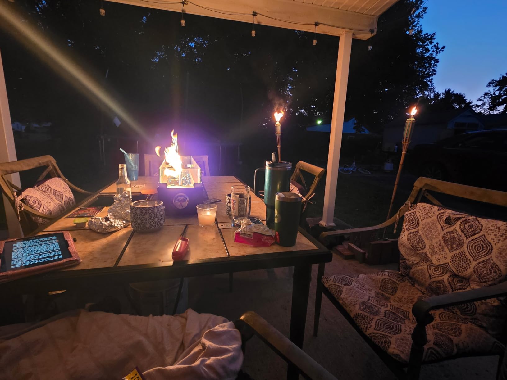 Ciays Large Propane Fire Pit 19 Inch, Gas Fire Pit with Grill Grate, Folding Legs, Hose Hooks, Propane Tank Holder, Cover & Carry Strap, Portable Outdoor Fire Pit, 58,000 BTU customer photo 1