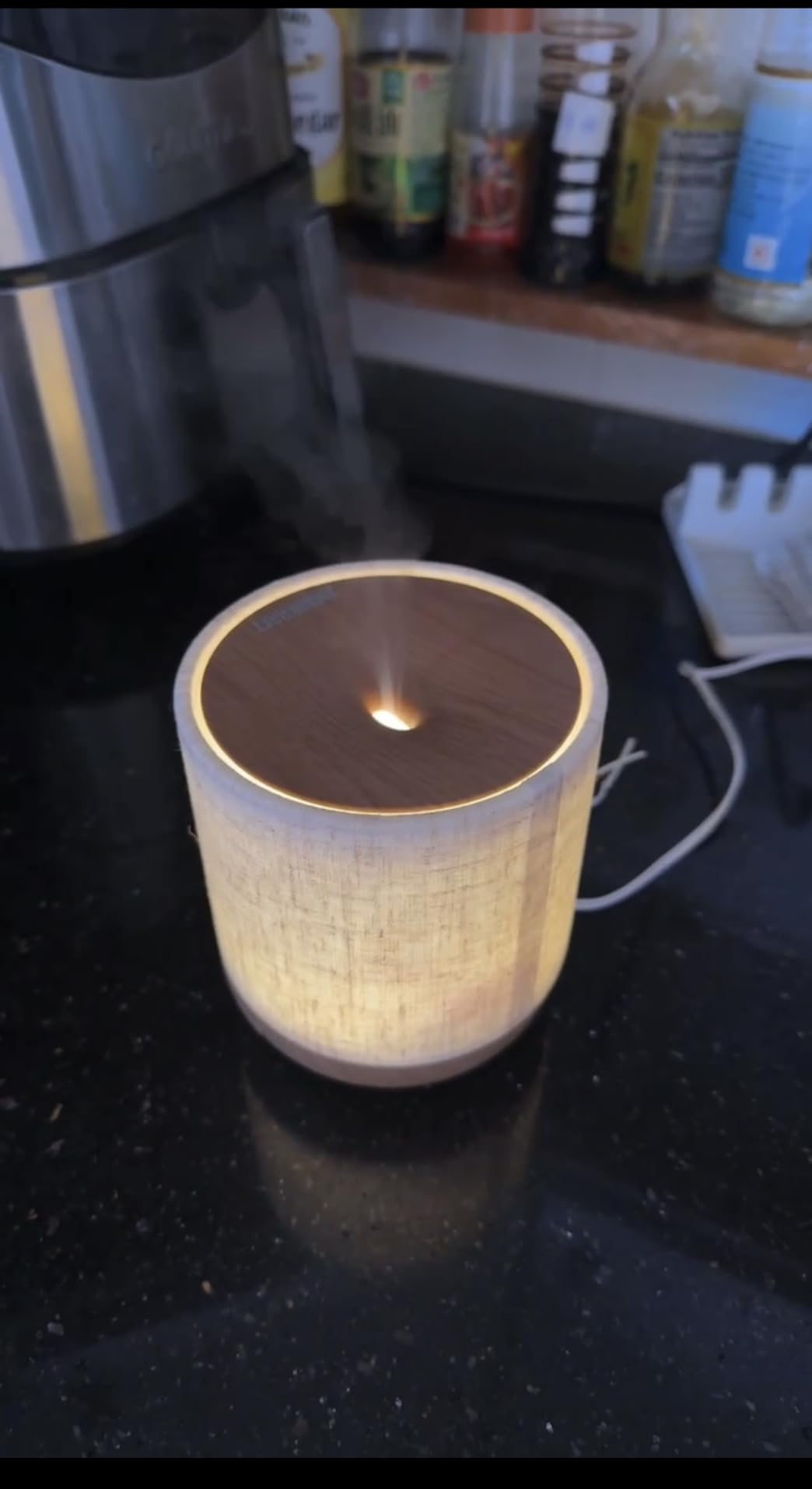 Essential Oil Diffuser with Fabric Cover and Night Lamp | 200ml, Quiet, Ultrasonic Scent Diffusing & Humidifying, Auto Shut-Off, Ambient Lighting, Candle Light Mode customer photo 1