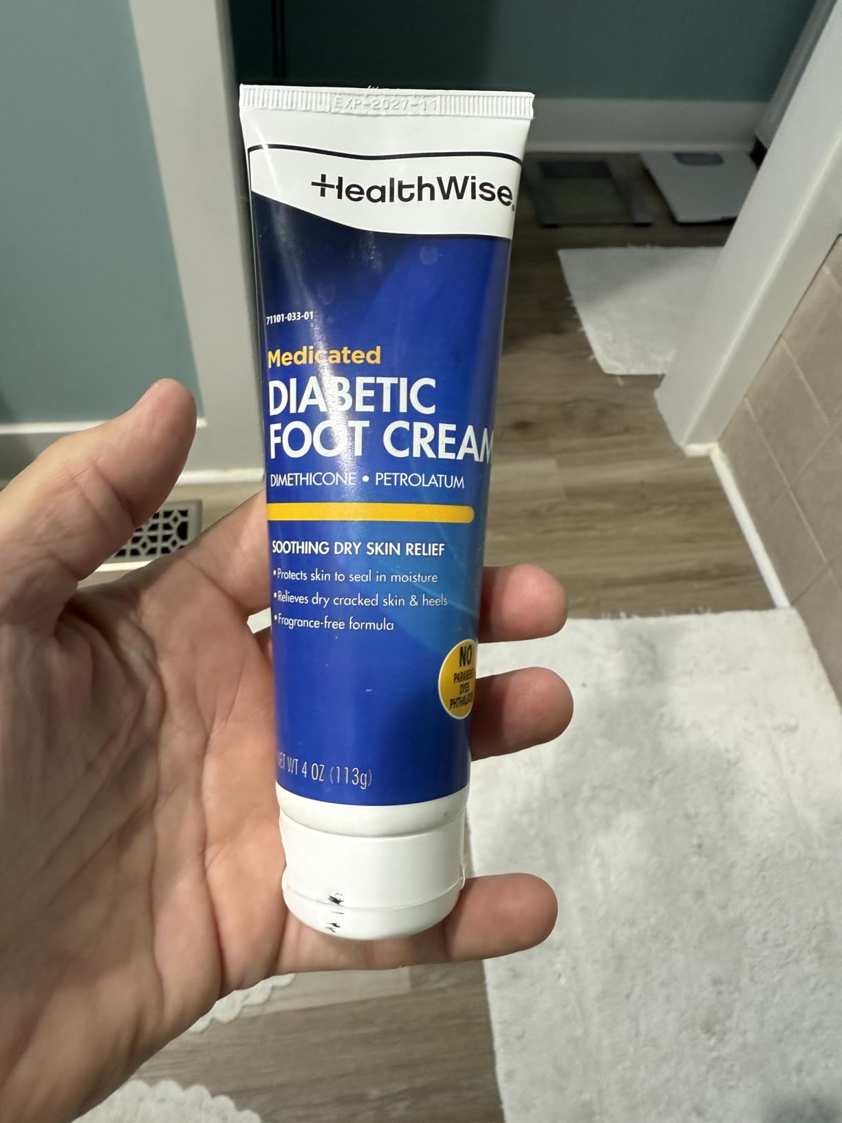 HealthWise Diabetic Foot Cream, 4 oz | Dimethicone + Petrolatum Skin Protectant, Softens Dry, Cracked Heels, Odor-Free, Paraben-Free customer photo 1