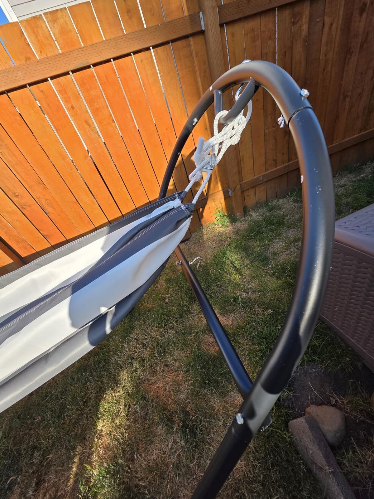 Universal Steel Outdoor Hammock Stand Only, Heavy Duty, Weather-Resistant Hammock Stand for Outside, Fits 9.5 to 14 Feet Long Hammock, 475-Pound Capacity, Patent Pending, Black customer photo 1
