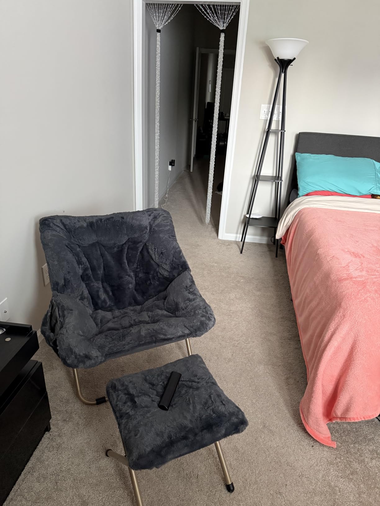 Kasunpul Comfy Saucer Chair, Foldable Living Room Chairs, Soft Faux Fur Lounge Chair for Bedroom, Reading Chairs for Adults, Teens, X-Large (Mint) customer photo 2