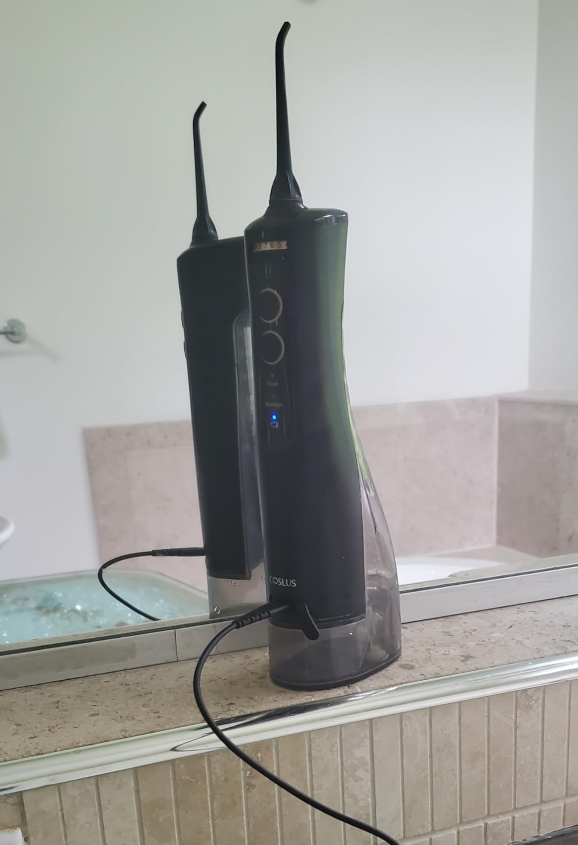 COSLUS ADA Accepted E40 Water Flosser, 10 Pressure Settings Easy to Adjust | Professional Water Dental Pick, Safe for Orthodontic, Braces & Sensitive Teeth Gums, Cordless for Travel, Family Us, Black customer photo 2