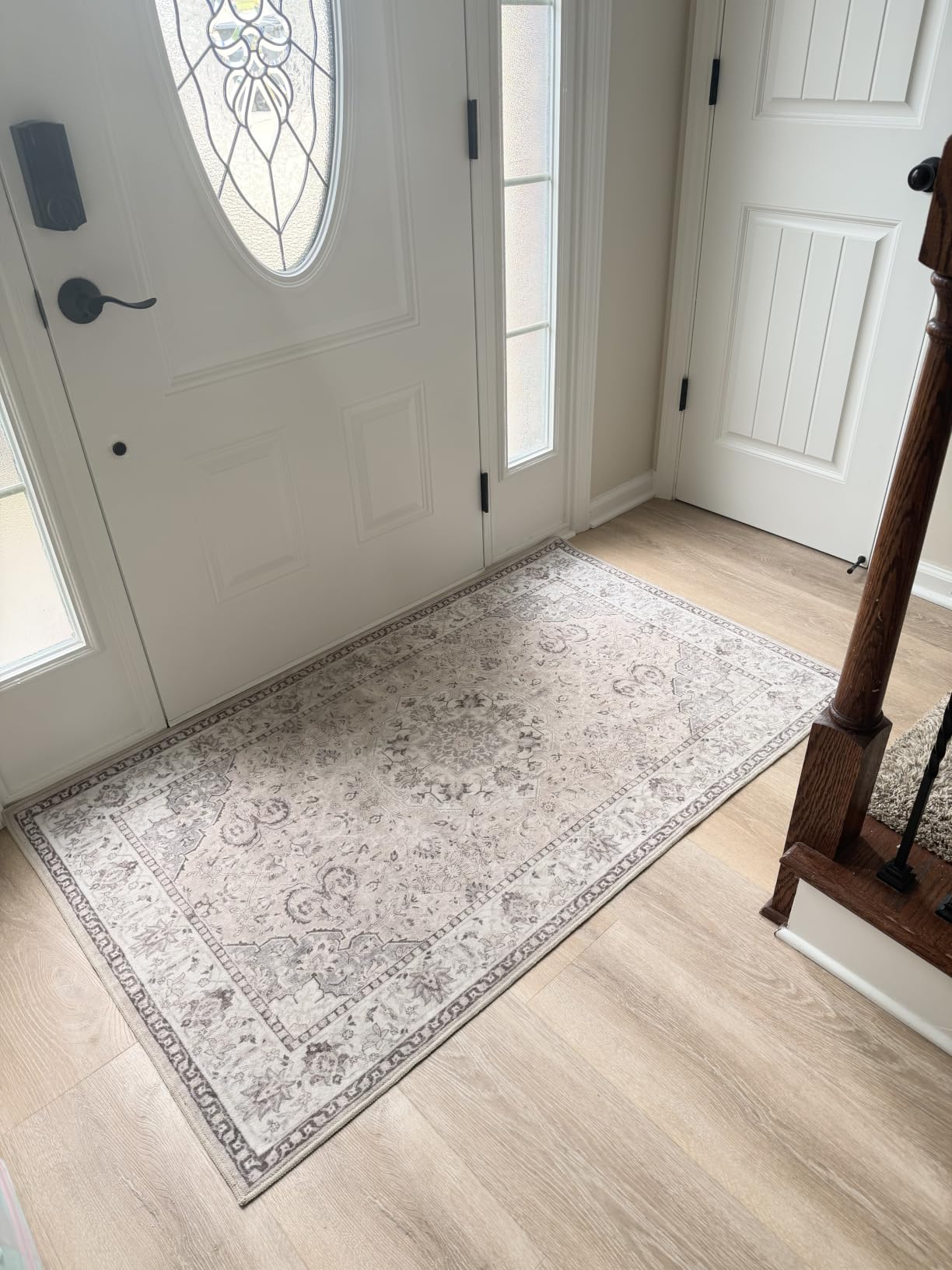 2x6 Hallway Washable Runner Rug : Vintage Soft Kitchen Laundry Runner with Non Slip Backing Farmhouse Entryway Living Room Floor Mat Stain Resistant Carpet for Bedroom Bathroom Distressed Beside Rug customer photo 2