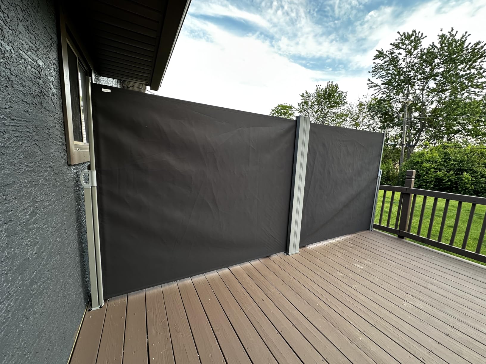 Yaheetech 236x71in Double Retractable Side Awning Privacy Screen Beige | Waterproof UV resistant PU coated fabric, fits patio courtyard pool & roof terrace customer photo 1