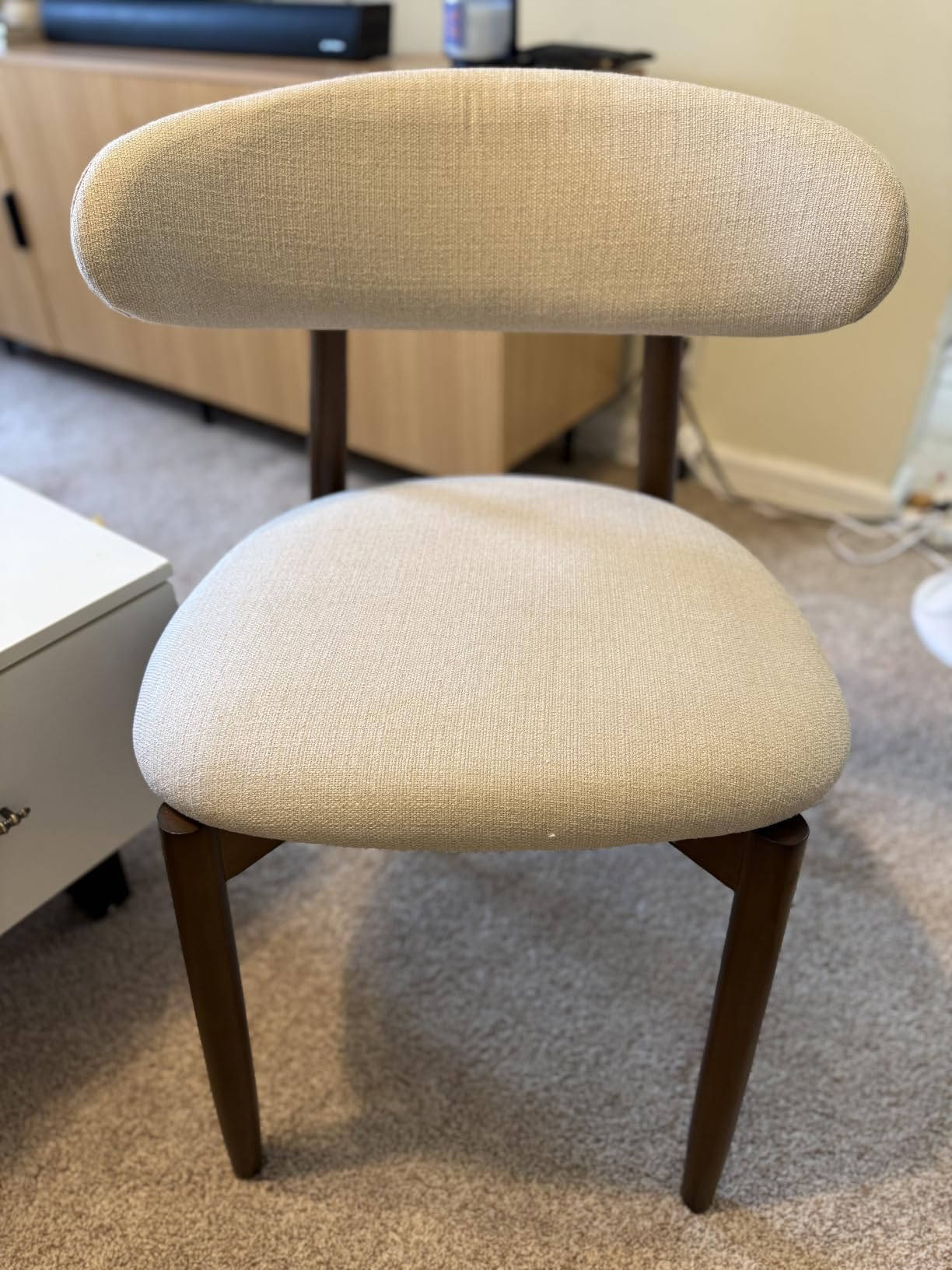 COLAMY Wooden Dining Chairs Set of 4, Modern Fabric Upholstered Kitchen Side Chairs, Farmhouse Dining Room Chair with Foot Pegs, Beige customer photo 1