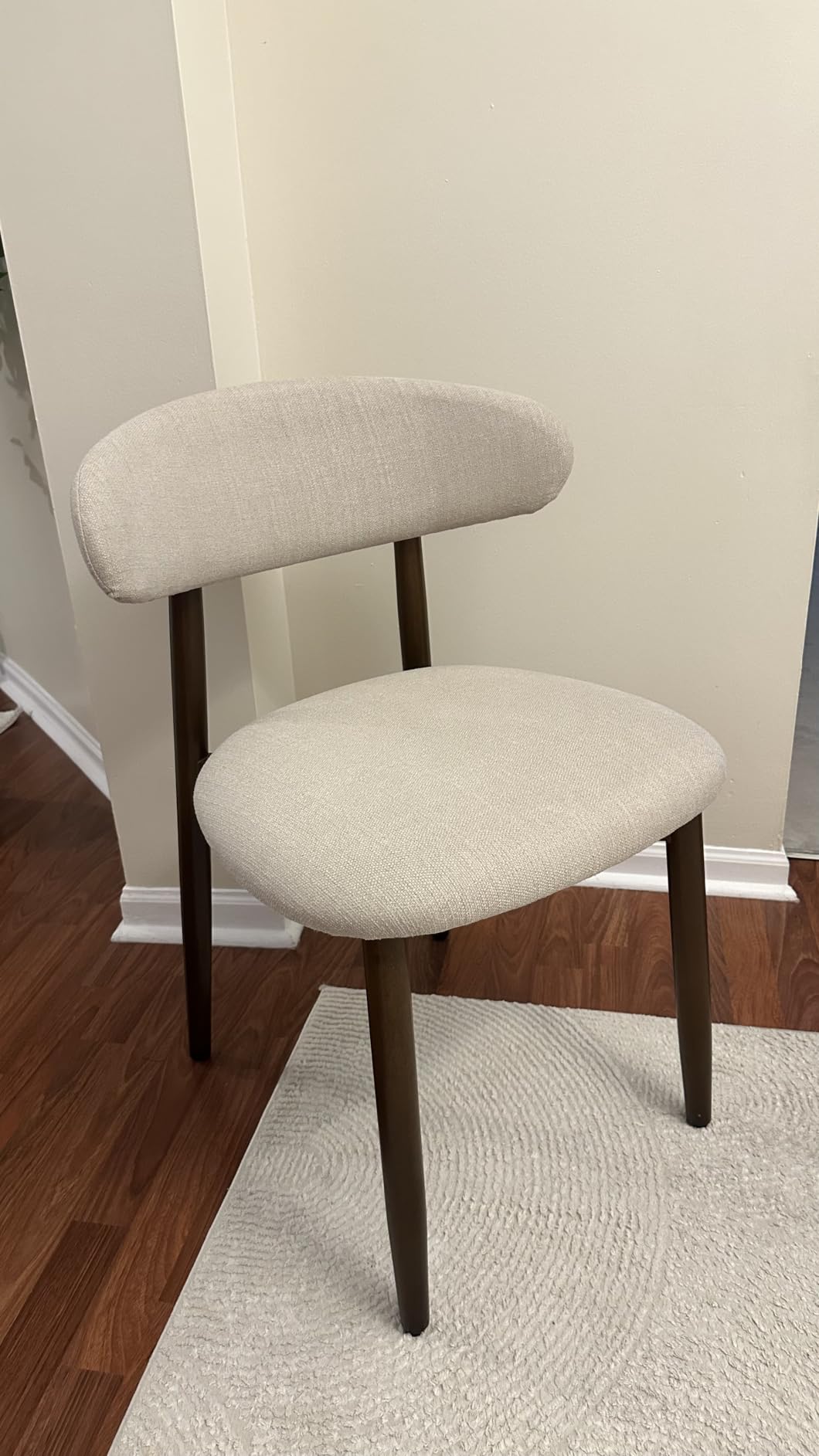 COLAMY Wooden Dining Chairs Set of 4, Modern Fabric Upholstered Kitchen Side Chairs, Farmhouse Dining Room Chair with Foot Pegs, Beige customer photo 2