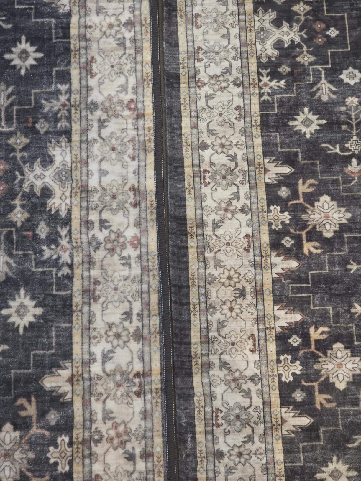 Black Farmhouse Washable 8x10 Area Rugs for Living Room, Bedroom, Dining Room Kitchen Table Rug for Under Table, Office, Dark Charcoal Tumble Stain Resistant Non-Slip Large Washable (8x10 Black/Multi) customer photo 2