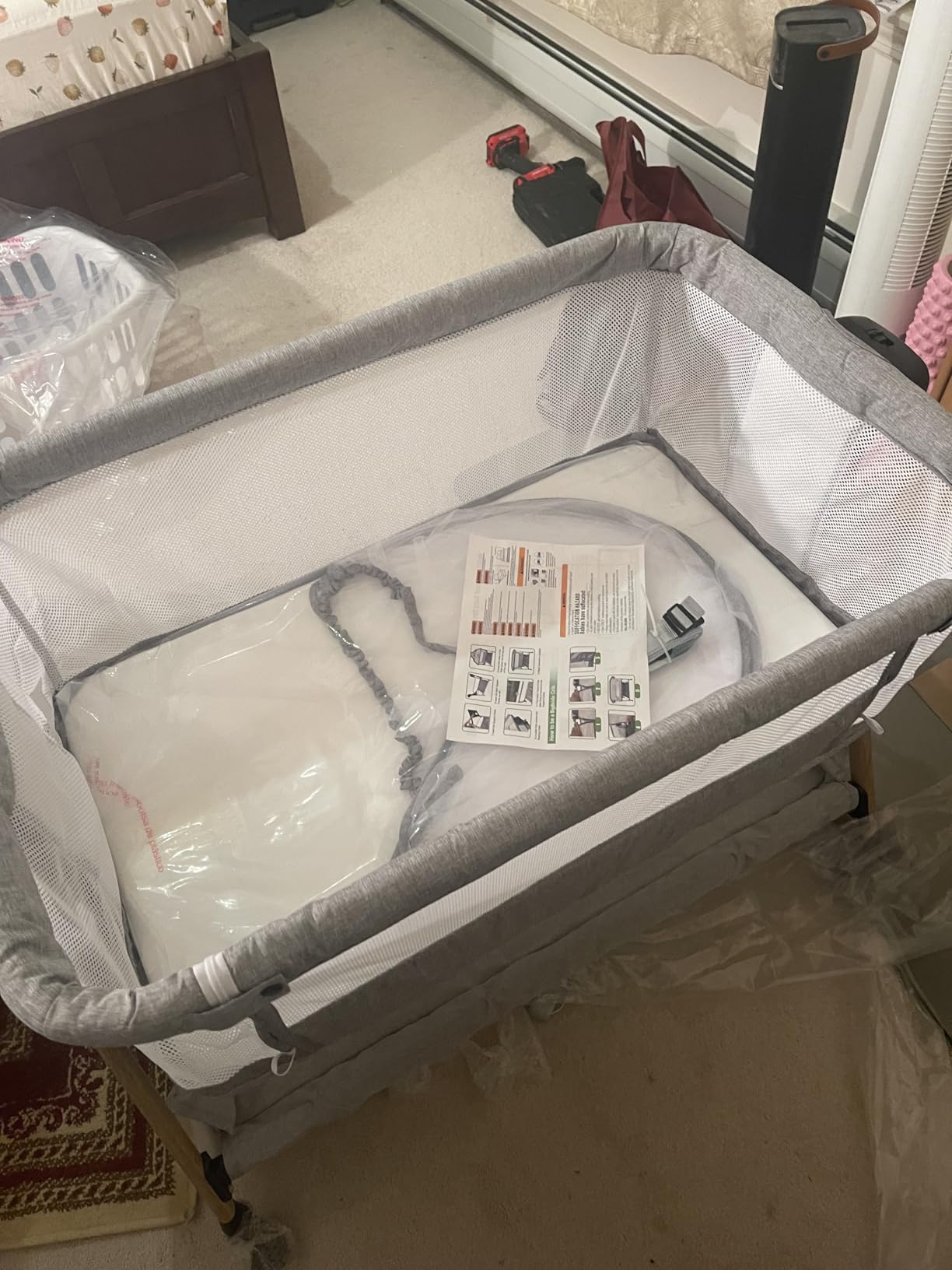 3 in 1 Baby Bassinet, Bedside/Rocking Bassinet for Baby, Bedside Crib with Lockable Wheels, Waterproof Mattress, Adjustable 6 Heights, Portable Bassinets Bedside Sleeper for Newborn Infant customer photo 1