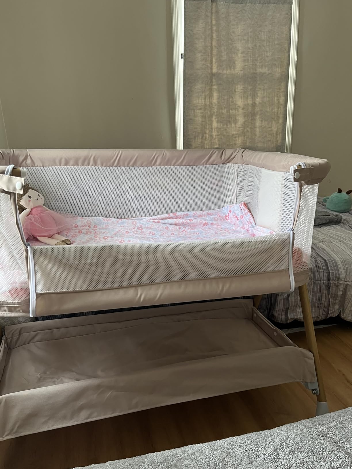 3 in 1 Baby Bassinet, Bedside/Rocking Bassinet for Baby, Bedside Crib with Lockable Wheels, Waterproof Mattress, Adjustable 6 Heights, Portable Bassinets Bedside Sleeper for Newborn Infant customer photo 2