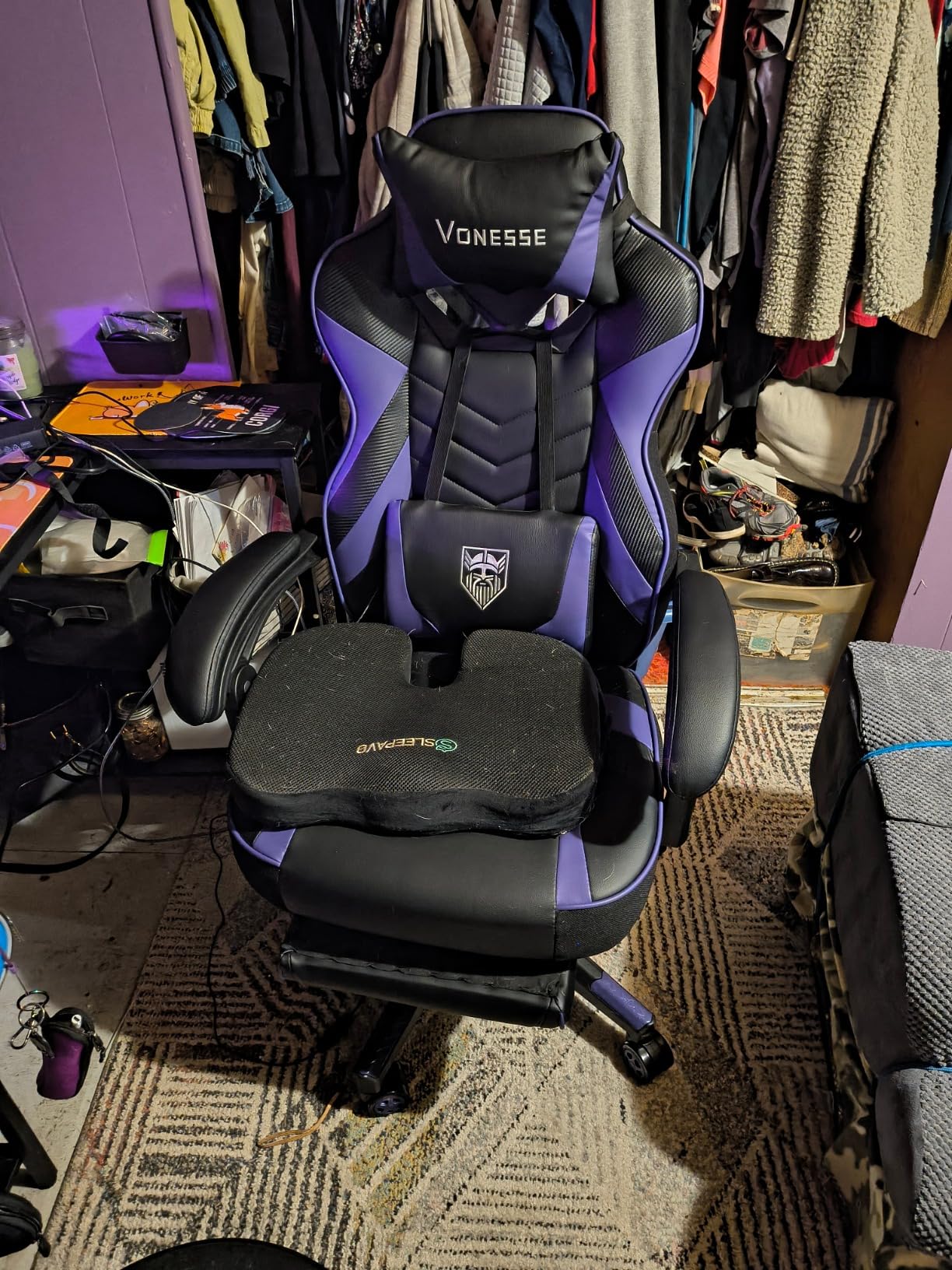 Gaming Chair, Big and Tall Office Chair with Footrest and Massage, Gaming Chairs for Adults with Lumbar Support, Ergonomic High Back Computer Desk Chair with Pocket Spring Cushion (Black) customer photo 2