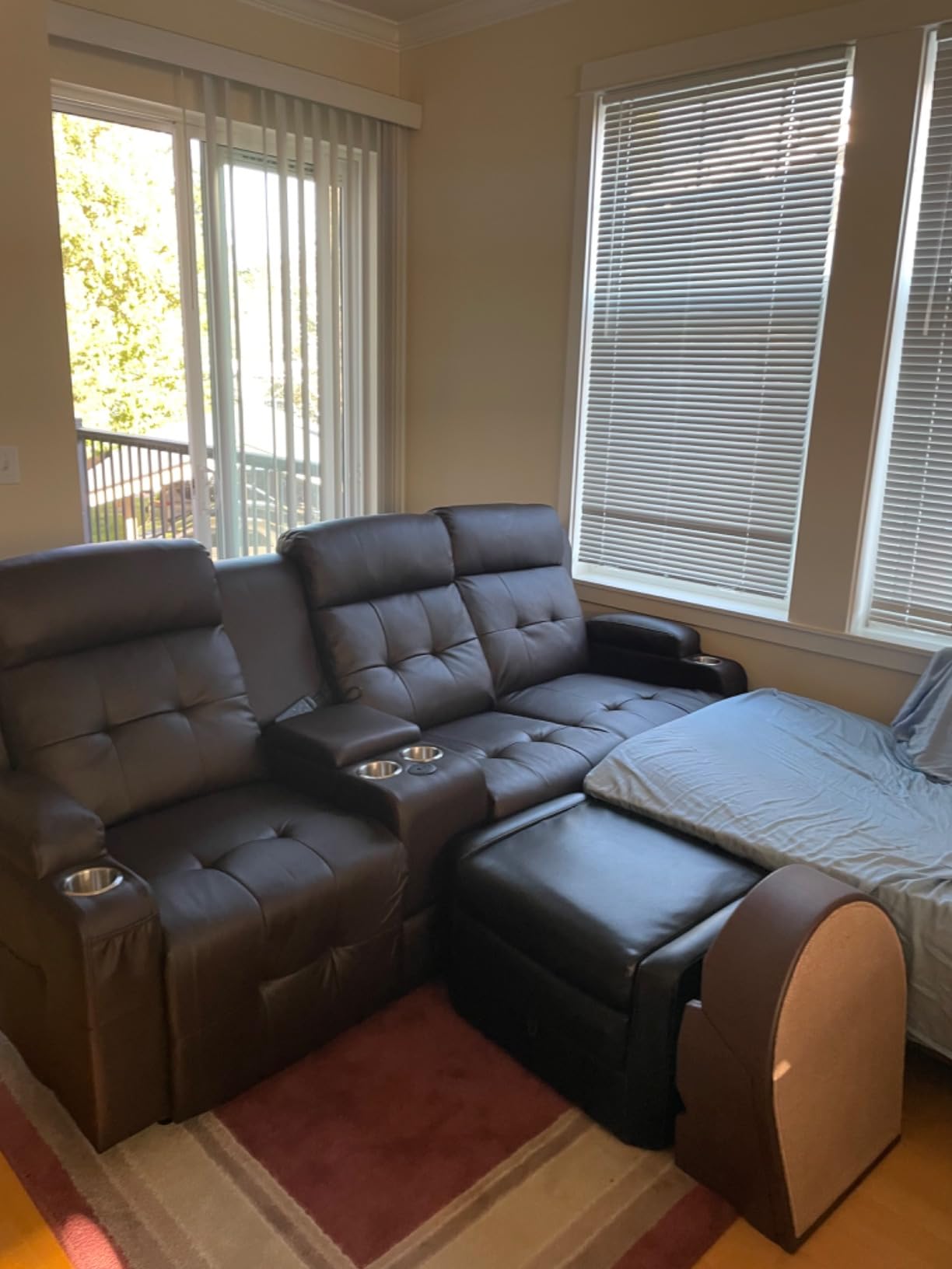 Recliner Sofa, Massage Reclining Sofa 3 Seater Sets Heavy Weight Capacity, RV Loveseat Couch Clearance with Console, USB, Type C Port, Storage, Cup Holders, Wall Hugger Chair for Living Room customer photo 2