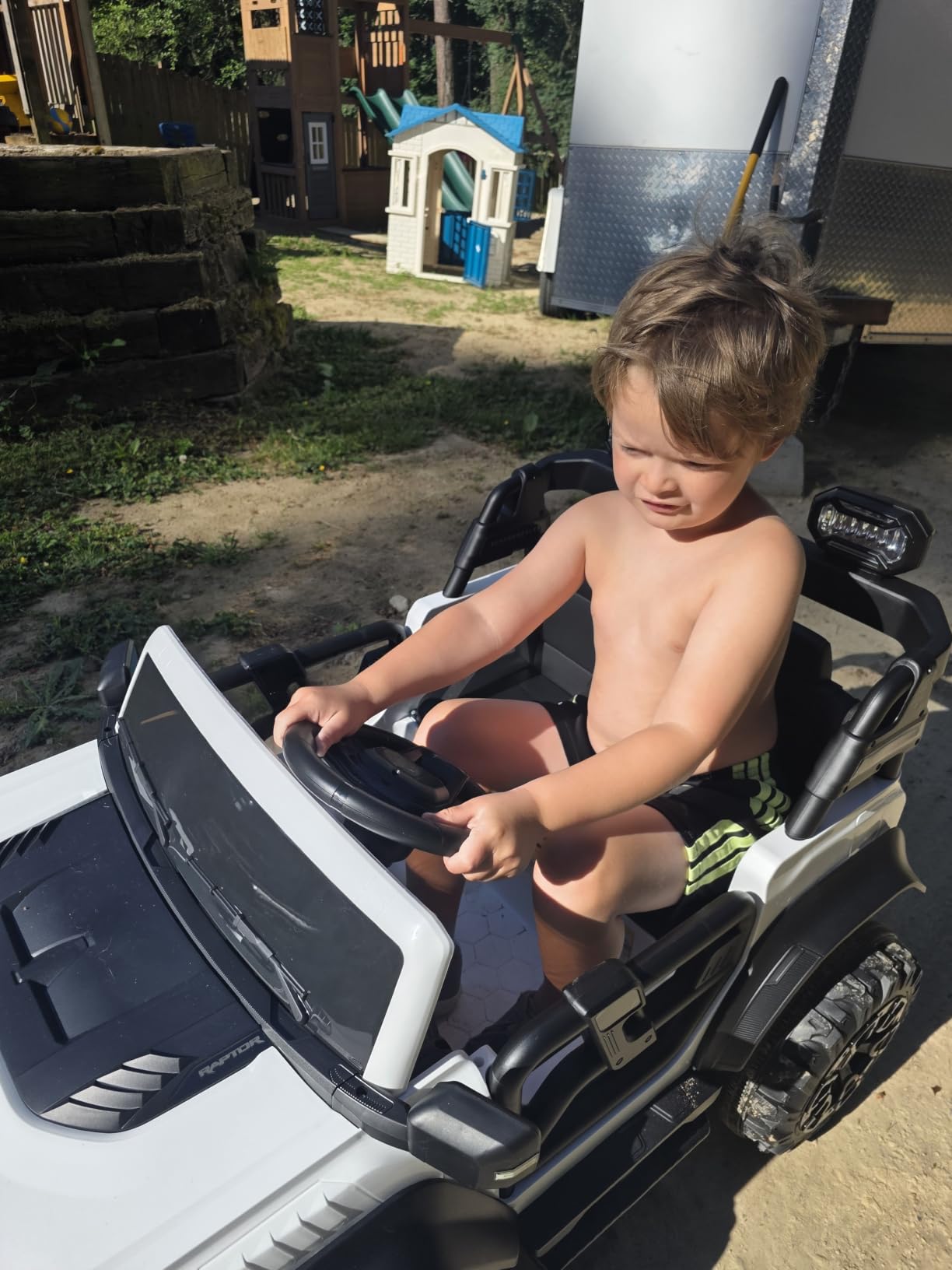 ENYOPRO 2 Seater Ride On Car for Kids, 24V Licensed Ford Bronco Raptor Electric Power Ride On Truck Toy with Remote Control, 4 Wheels Shock Absorption, Soft Start, Bluetooth, Radio, 3 Speed - Blue customer photo 1