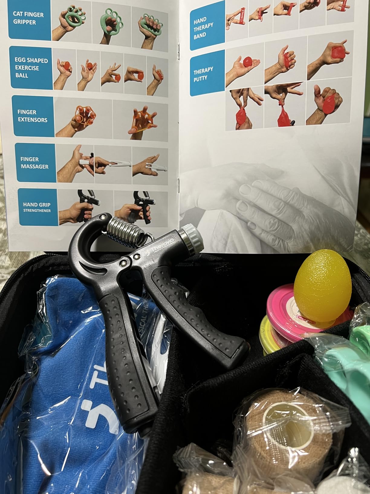 Hand Therapy Equipment for Rehabilitation and Recovery - Hand Therapy Kit with Grip Strength Trainer, Finger Strengthener & Exercise Balls for Arthritis, Carpal Tunnel and Physical Therapy by Theravio customer photo 1