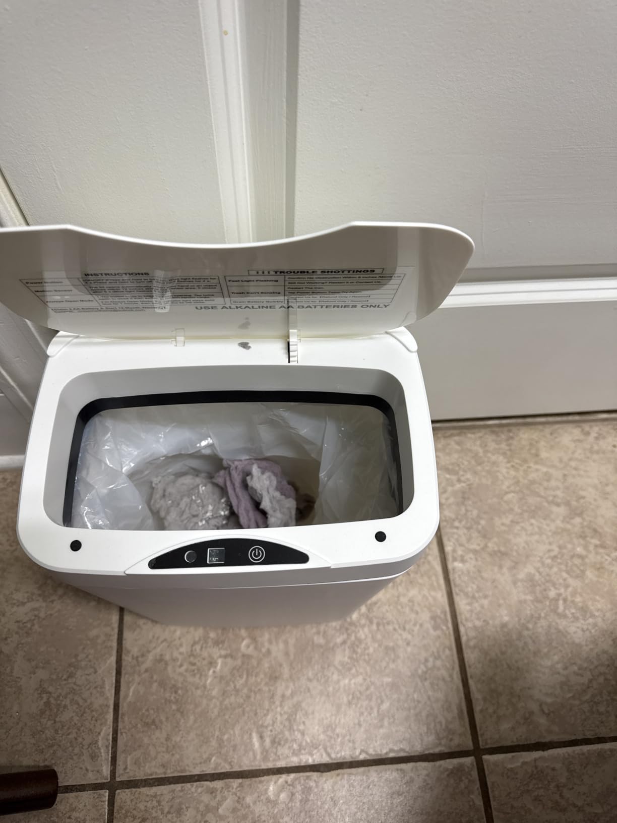Vanpopubs 2 Pack 2.7 Gal Bathroom Trash Can with Lid, Automatic Trash Can Small Smart Garbage Can Touchless, Slim Motion Sensor Waterproof Plastic Trash Bins for Bedroom Office Kitchen Toilet customer photo 2